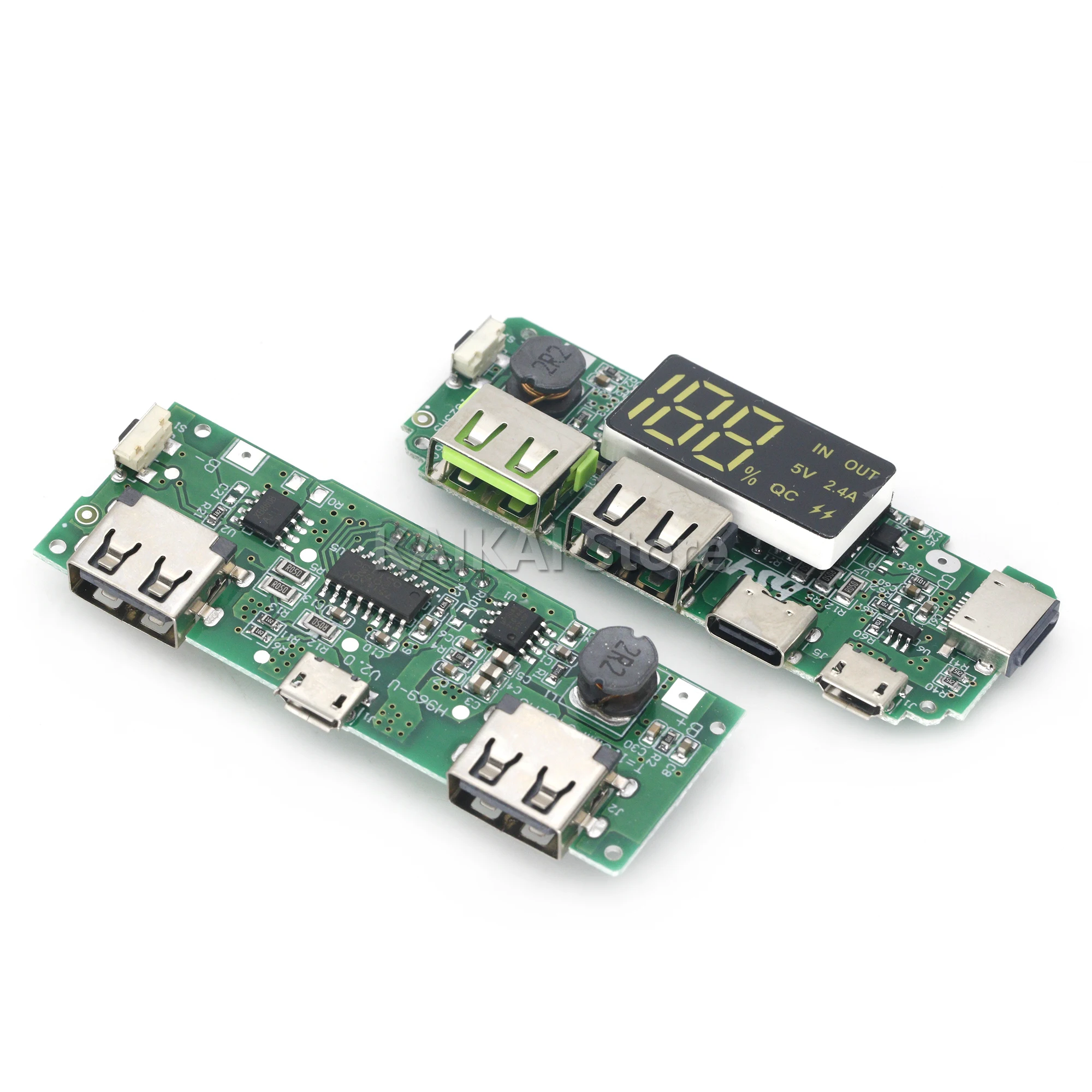 LED Dual USB 5V 2.4A Micro/Type-C USB Mobile Power Bank 18650 Charging Module Lithium Battery Charger Board Circuit Protection