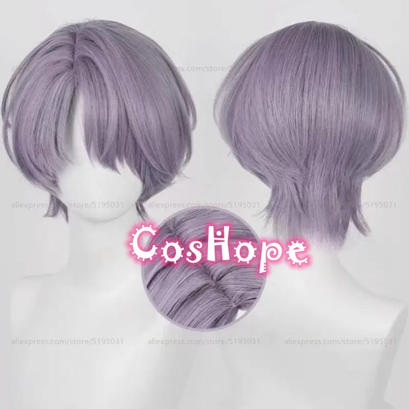 X Cosplay Wig 30cm Short Wig Grey Purple Wig Cosplay Anime Cosplay Wigs Heat Resistant Synthetic Wigs