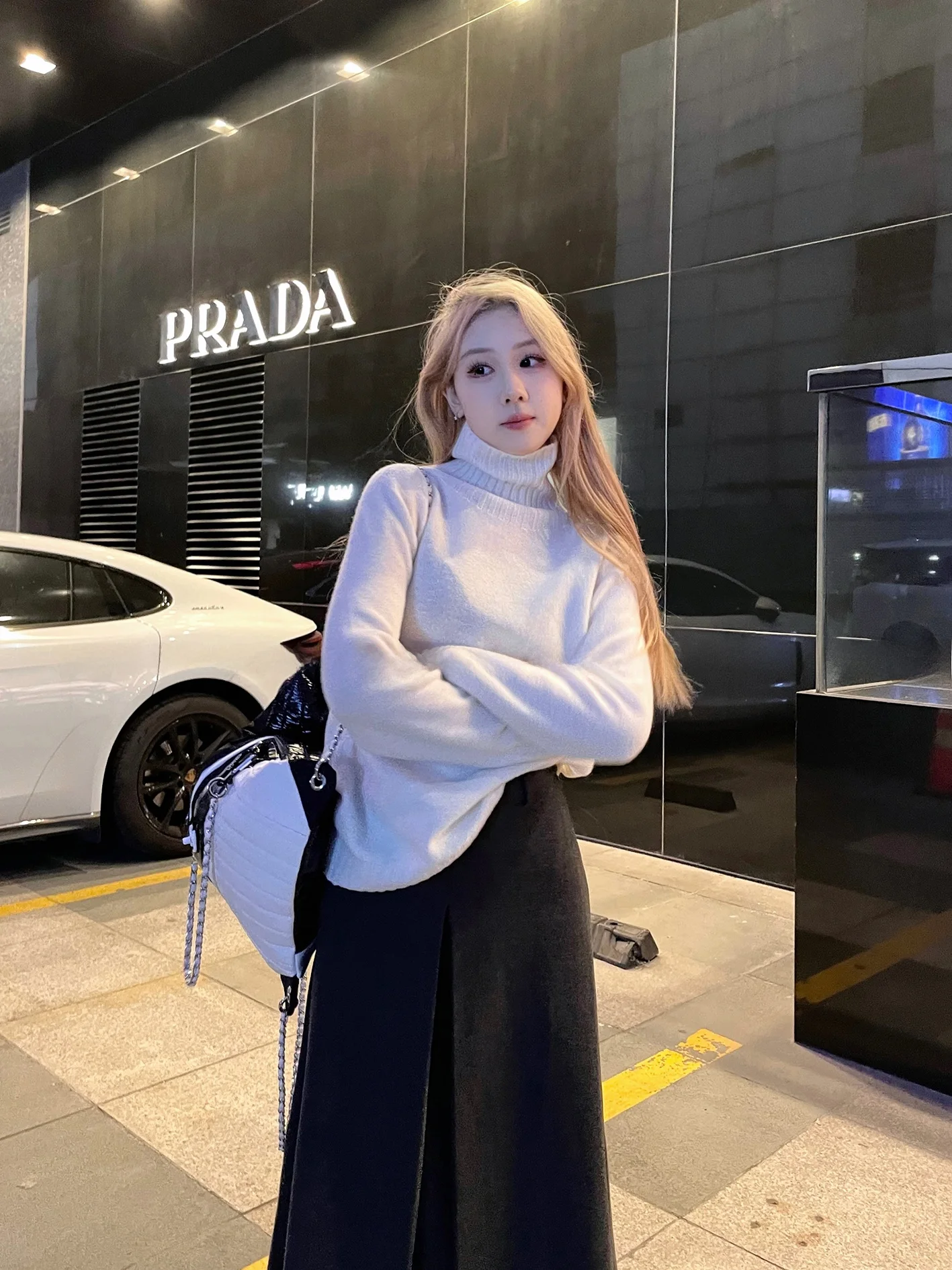 

Maste Sl Crt Pure Wool Knitted High Collar Base Layer Top Slimming White ential Winter Sweater for Women