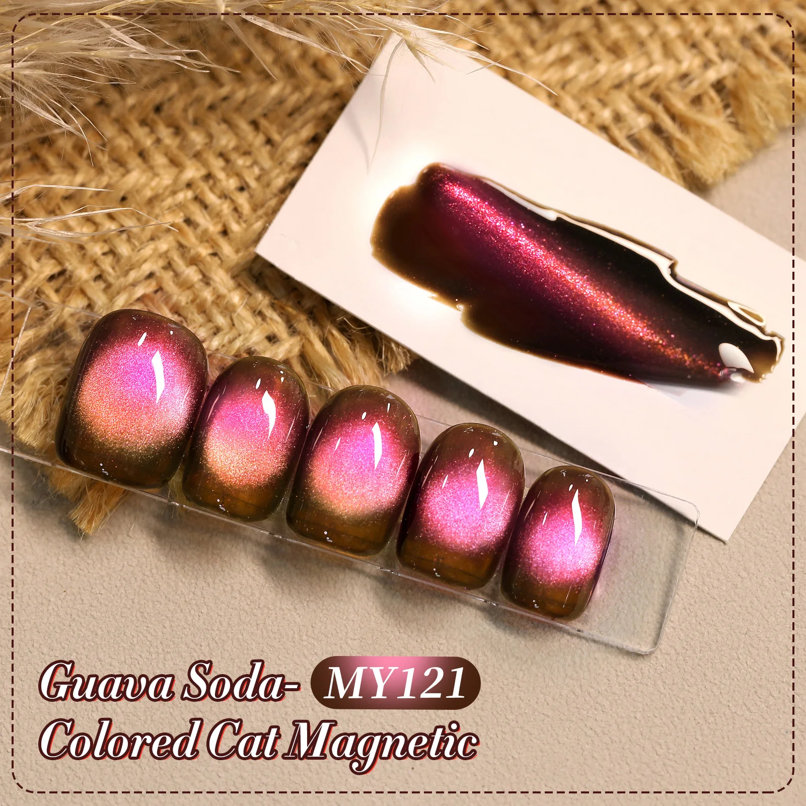 BORN PRETTY Guava Soda Gel Polish Colorato Gatto Effetto occhi magnetici Letto in vetro rosso verde Colorato Soak Off UV Semi permanente 15ml