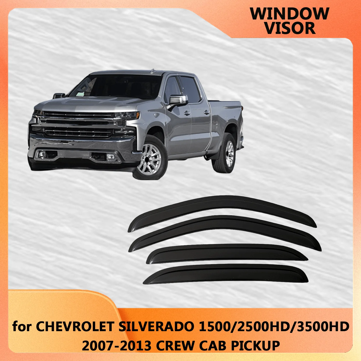 

Оконный козырек для CHEVROLET SILVERADO 1500 2007-2013, CREW CAB PICKUP, ветровые дефлекторы, защита от дождя, дверной козырек, вентиляционные шторы, вентиляционный козырек
