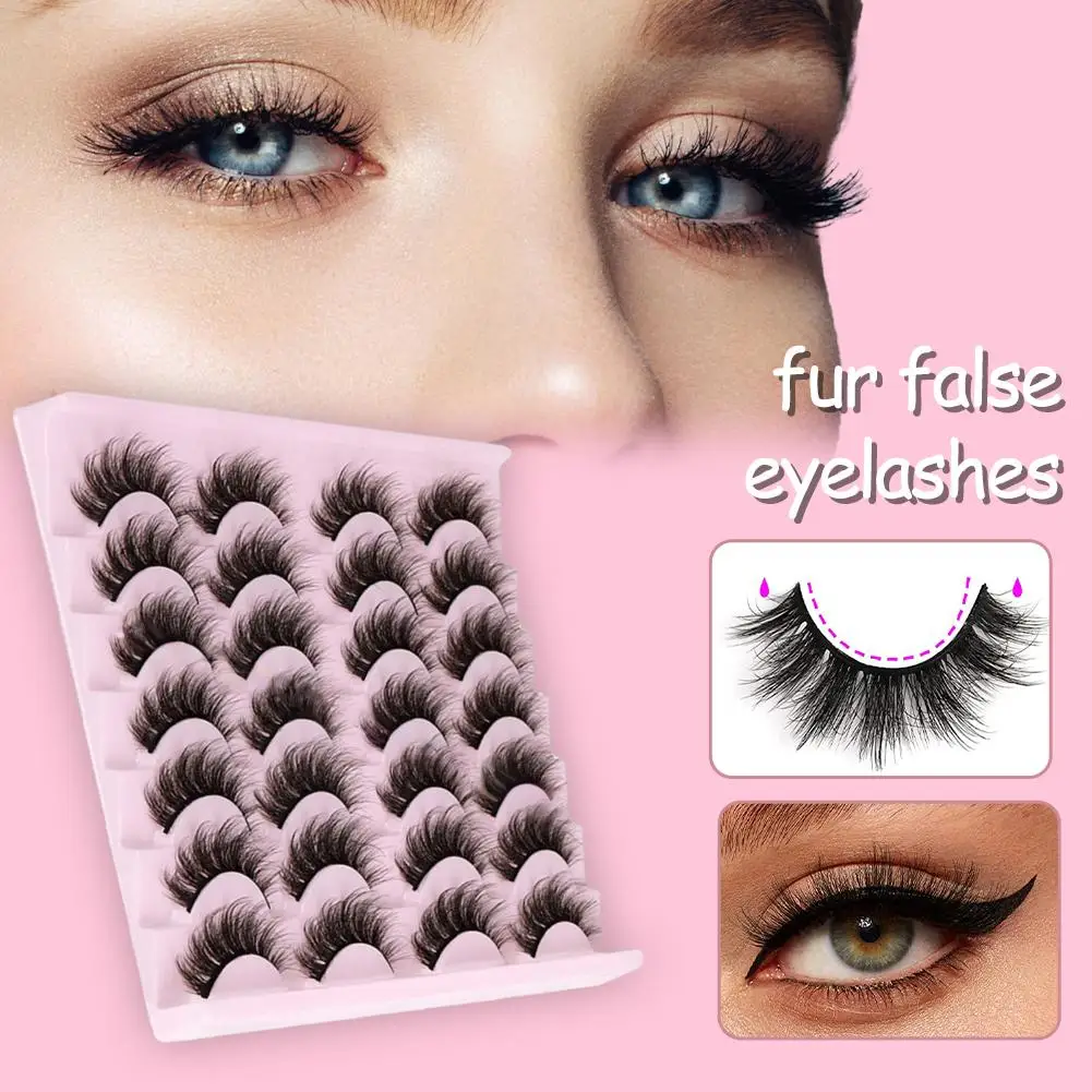 14 paires de Faux cils 6D Super moelleux vaporeux, Extension de maquillage en vison, effet de cils de chat dramatique F3L1