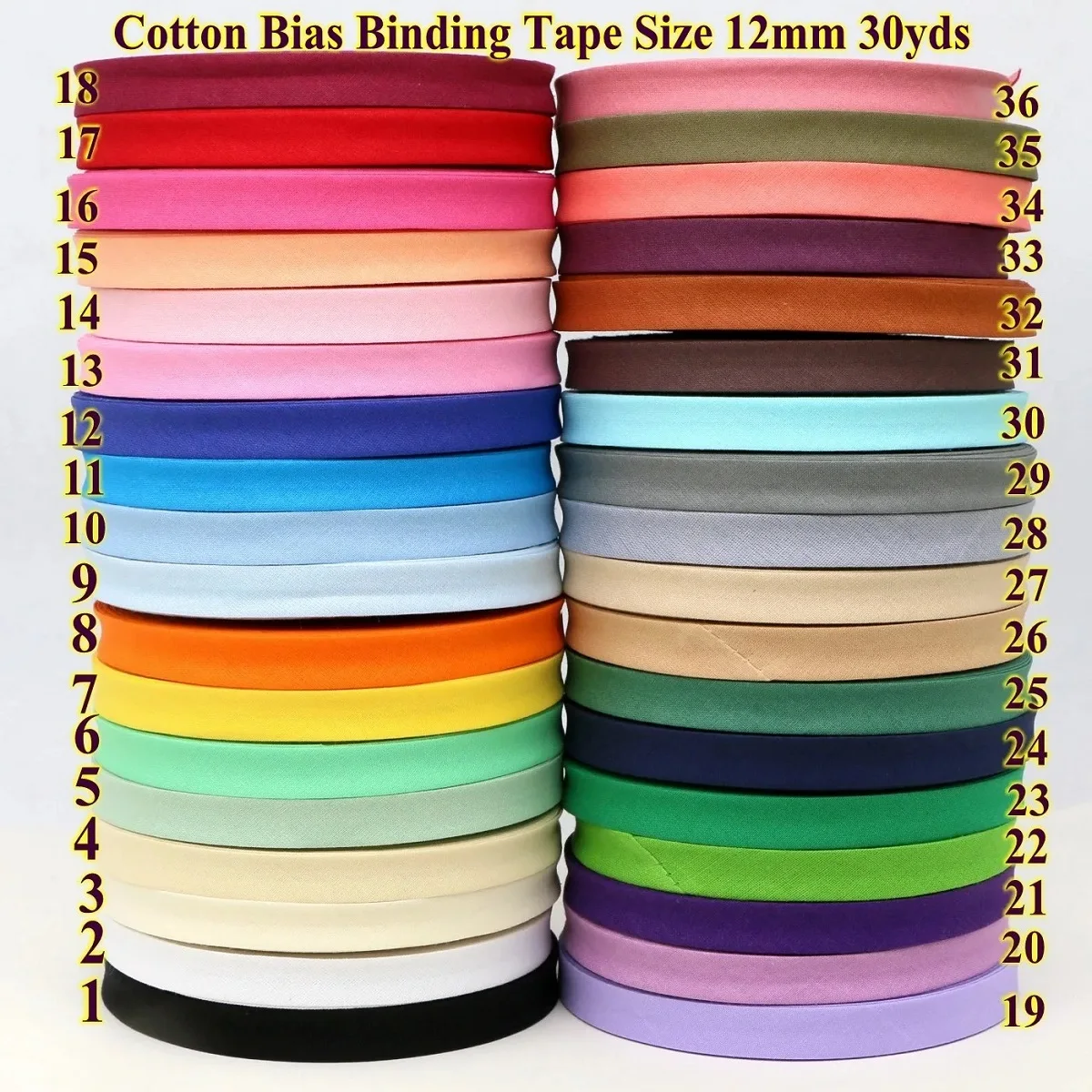 

Cotton Bias Binding Tape for Cloth Fabric, DIY Handmade Sewing Material, Garment Accessories, 12mm Width, 1 ", 2"