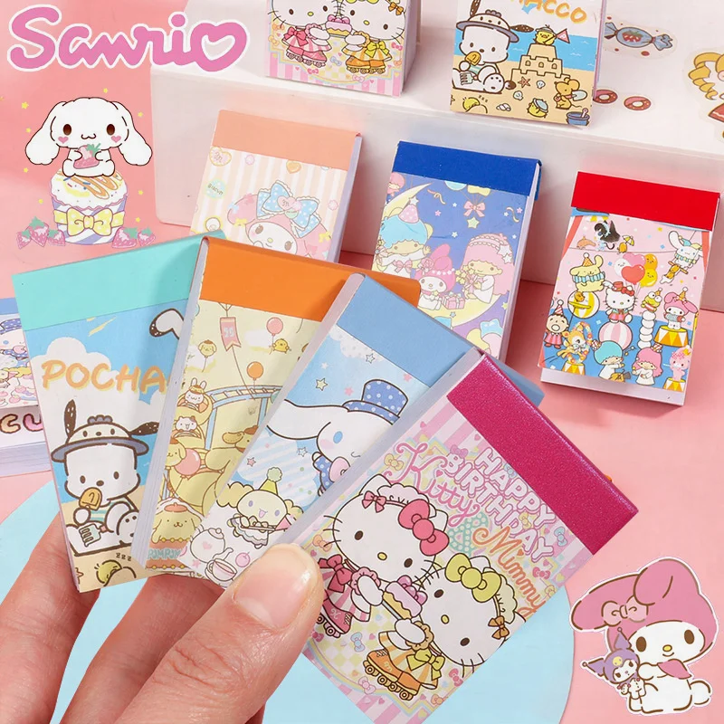 New Sanrio Mini Portable Sticker Book Melody Cinnamoroll Hello Kitty Handbook Material Kawaii Girl Children\'s Gift Free Shipping