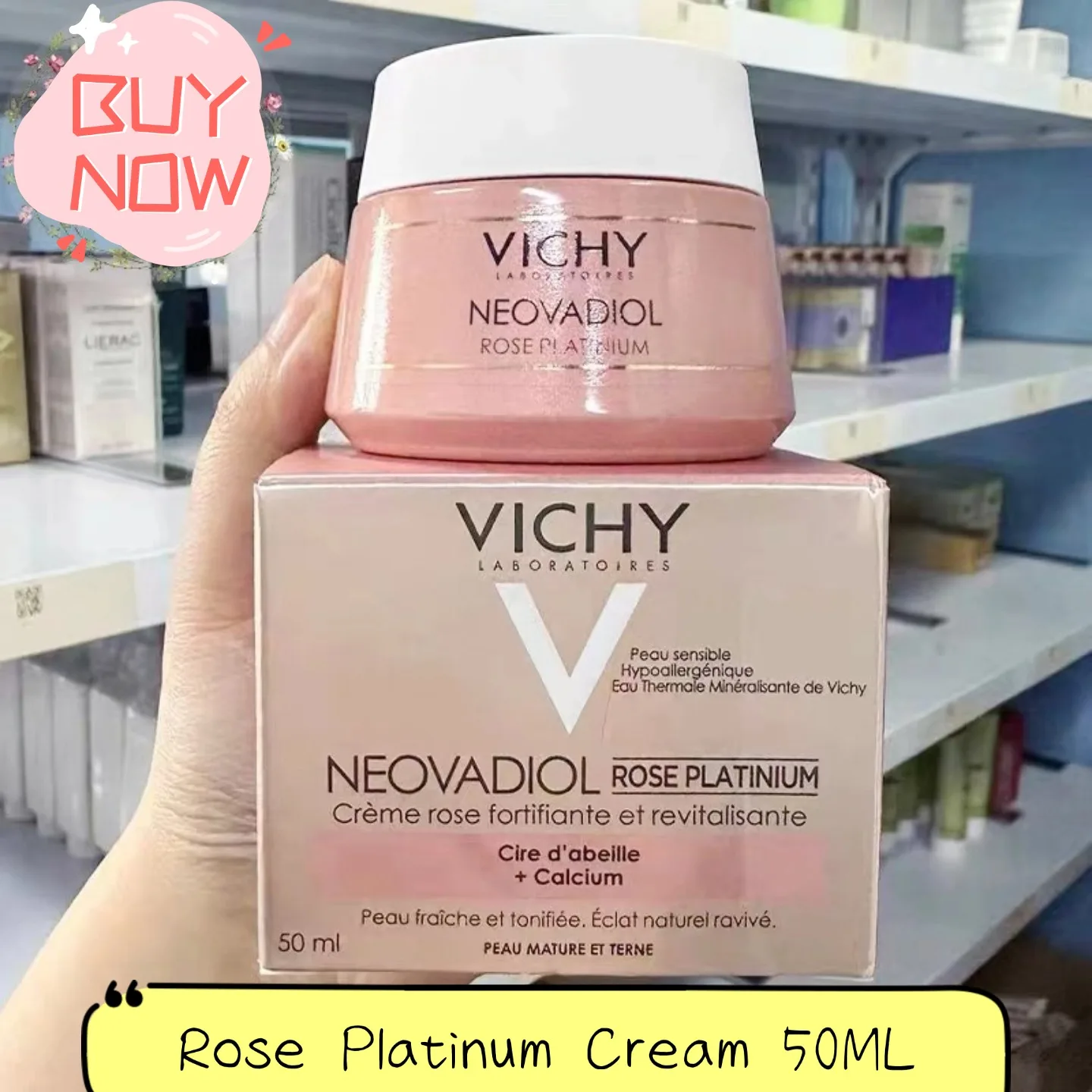 VICHY 50ml Rose Platinum Cream Anti Aging Moisturizer Rose Platinum Face Cream For Women Skincare Firming Hydrating Cream