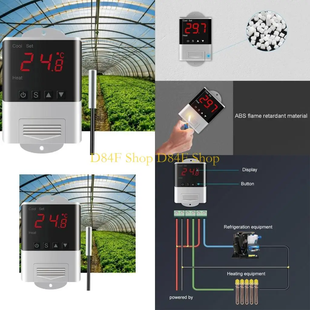 D84F ترموستات الرطوبة 110 فولت-230VAC الرقمية جهاز التحكم بدرجة الحرارة والرطوبة منظم حاضنة السيارات منظم الحرارة