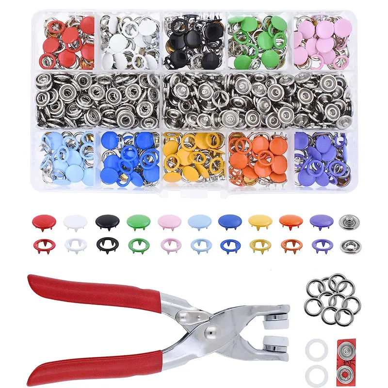 100Set Crafts Snap Button Stainless Steel Five-Claw Buckle Solid Hollow Five-Claw Buckle 9.5mm for Clothing DIY Crafts Sewing