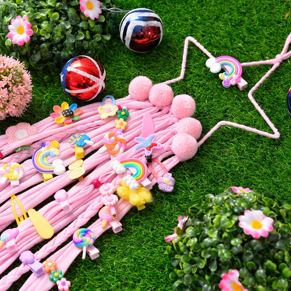 Tassel Star Pendant Wall Hanging Hair Bows Storage Belt Dream Catcher Decor Girl Hair Clip Barrette Hairband Organizer