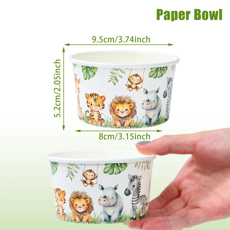 Safari Tier Papier Eisbecher Einweg Dessertschalen Snackbecher Zoo Tier Thema Dinosaurier Thema Geburtstag Party Supplies – Detail 2