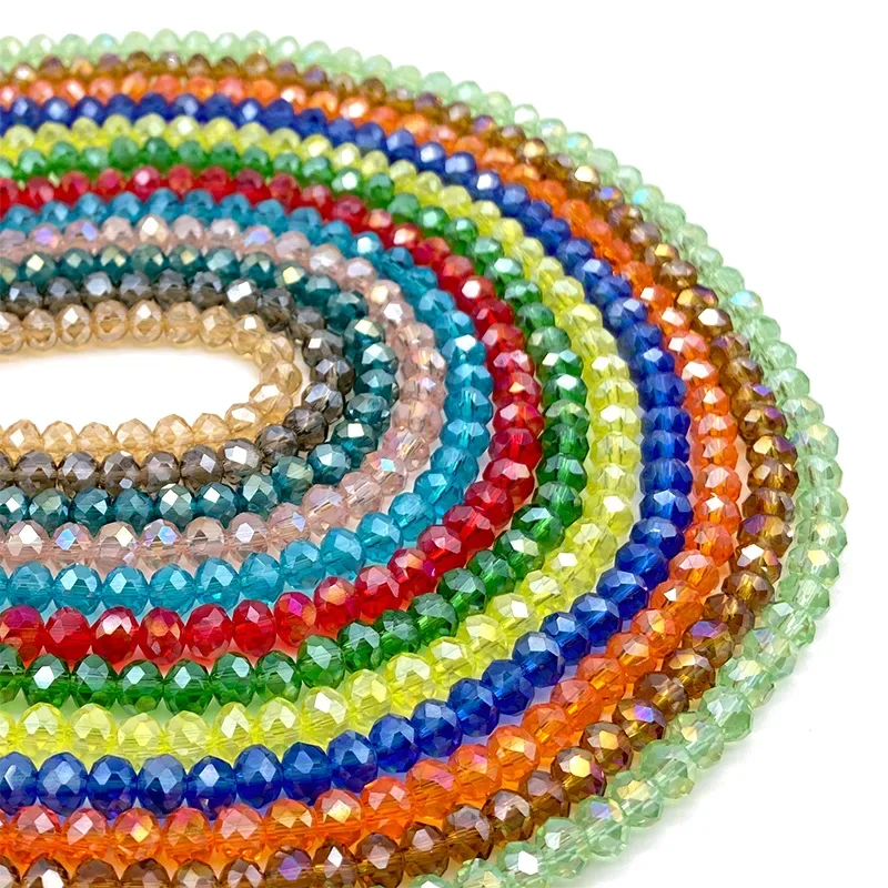 4 6 8mm Multicoloured Faceted Crystal Beads Loose Spacer Round Glass Beads for Jewelry Making Earring Bracelets DIY Accessories