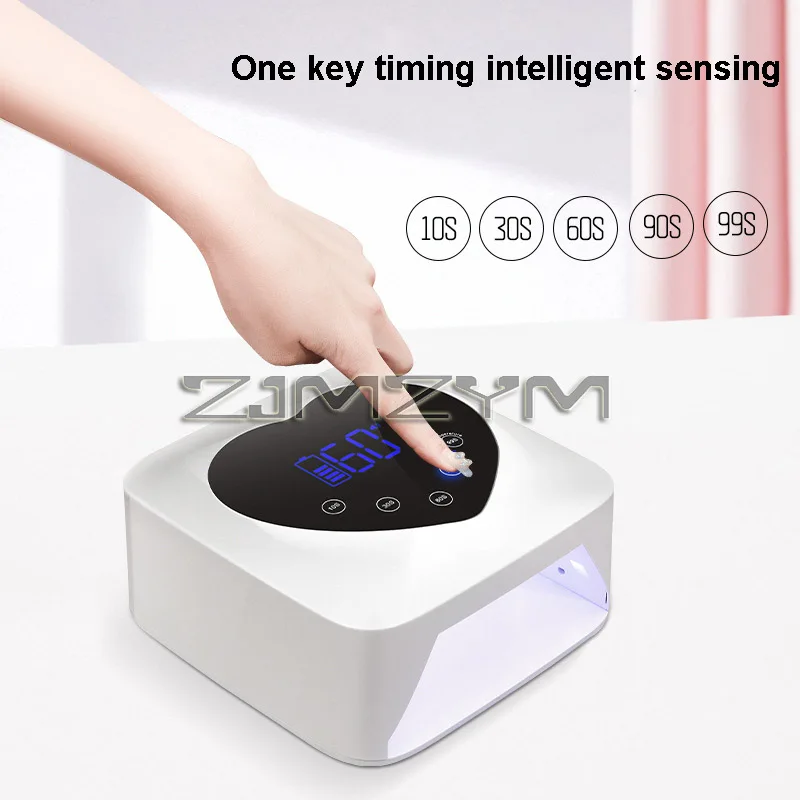Lâmpada UV sem fio recarregável para unhas, Bateria embutida, Secador de unhas para manicure, Design do coração, Tela sensível ao toque LCD, 72W