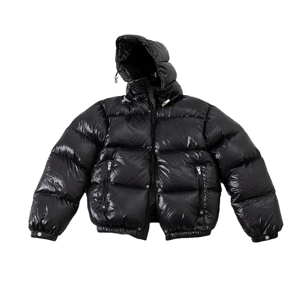 Nigo schwarz Herrenmode einfarbig lässig Kapuzen jacke Mantel schwarz Daunen jacke Kapuzen puffer jacke ngvp # nigo6718