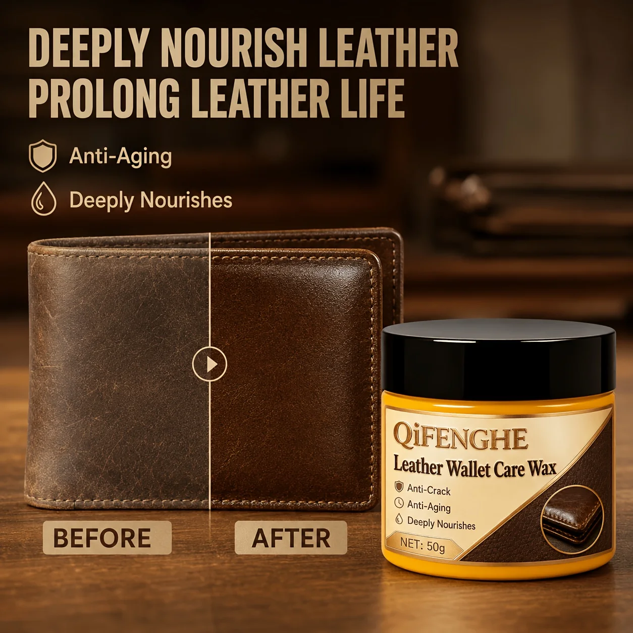 50G Handy Pocket Leather Conditioning Wax Anti-Aging Nourish Protect Shine Restore Wallets And Leather Items Effectively