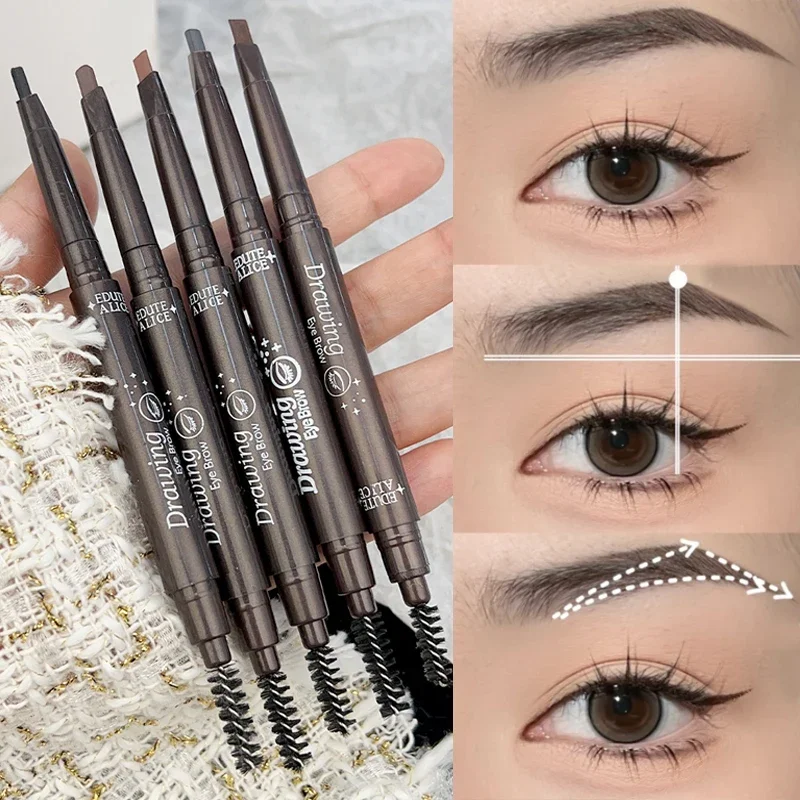 Double Head Eyebrow Pencil Long Lasting Waterproof 5 Colors Eyebrow Tattoo Pen Ultra-thin Eyebrow Enhance Tint Women Cosmetics