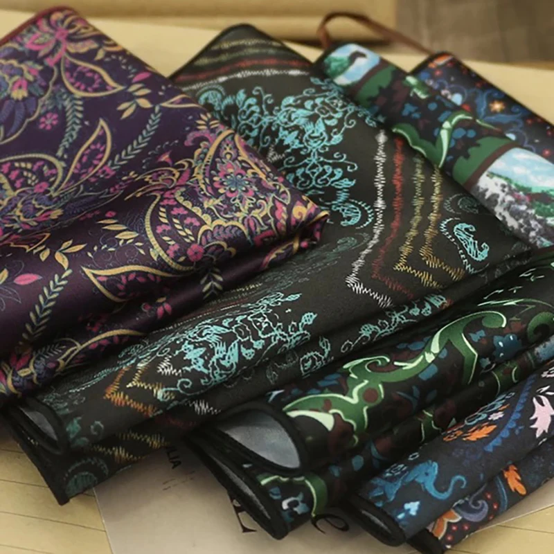 23 سنتيمتر رجل البني جيب مربع الأزهار منقوشة المطبوعة منديل فاخر موضة التعادل دعوى اكسسوارات حفل زفاف العريس المنديل #2