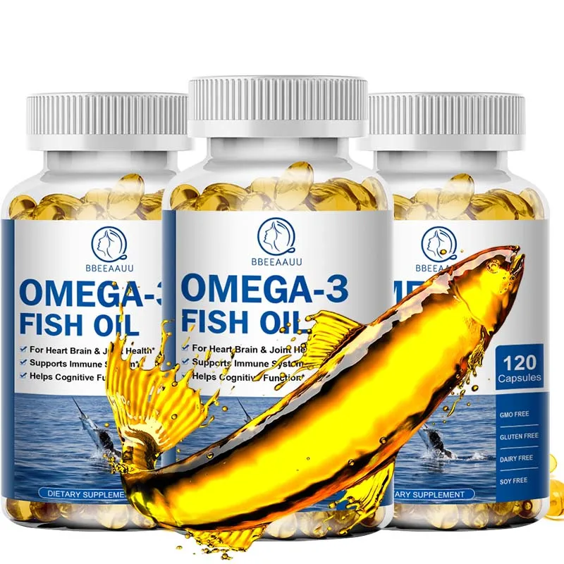 BBEEAAUU Omega 3 Fish Oil Capsule Unsaturated Fatty Acids Brain Health Development Focus &Memory Heart and Cardiovascular Health