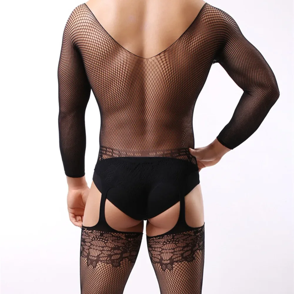 Pakaian Tidur Pria Seksi Berbagai Model Bodysuit Transparan Satu Potong Kostum Gay Pria Muda Pesta Klub Mainan Seksi Jumpsuit