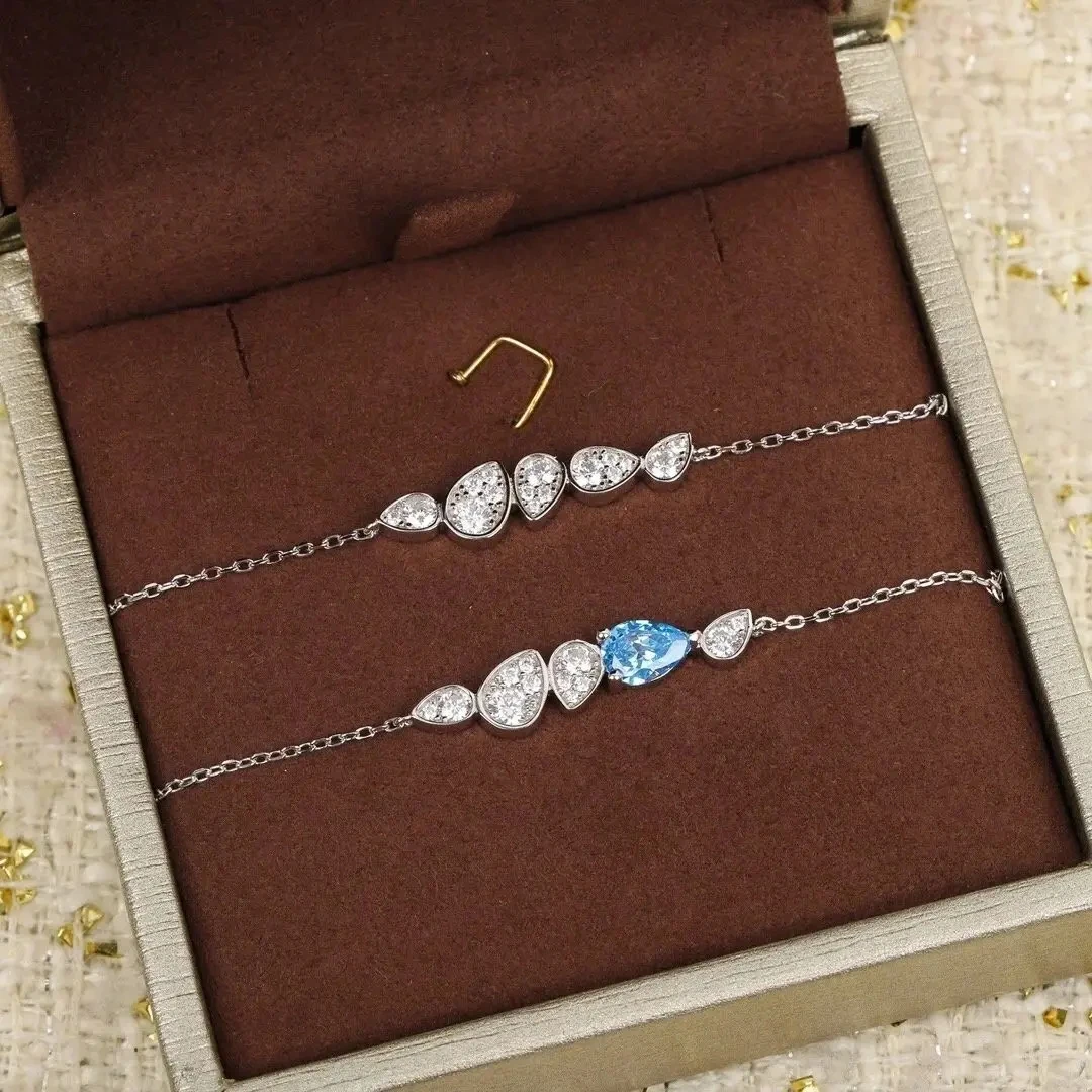 

New 2023 Trend Top Quality Hot Sale European Famous Brand Jewelry Bracelets For Women Luxury Bule Water Drop Pure S925 Sliver