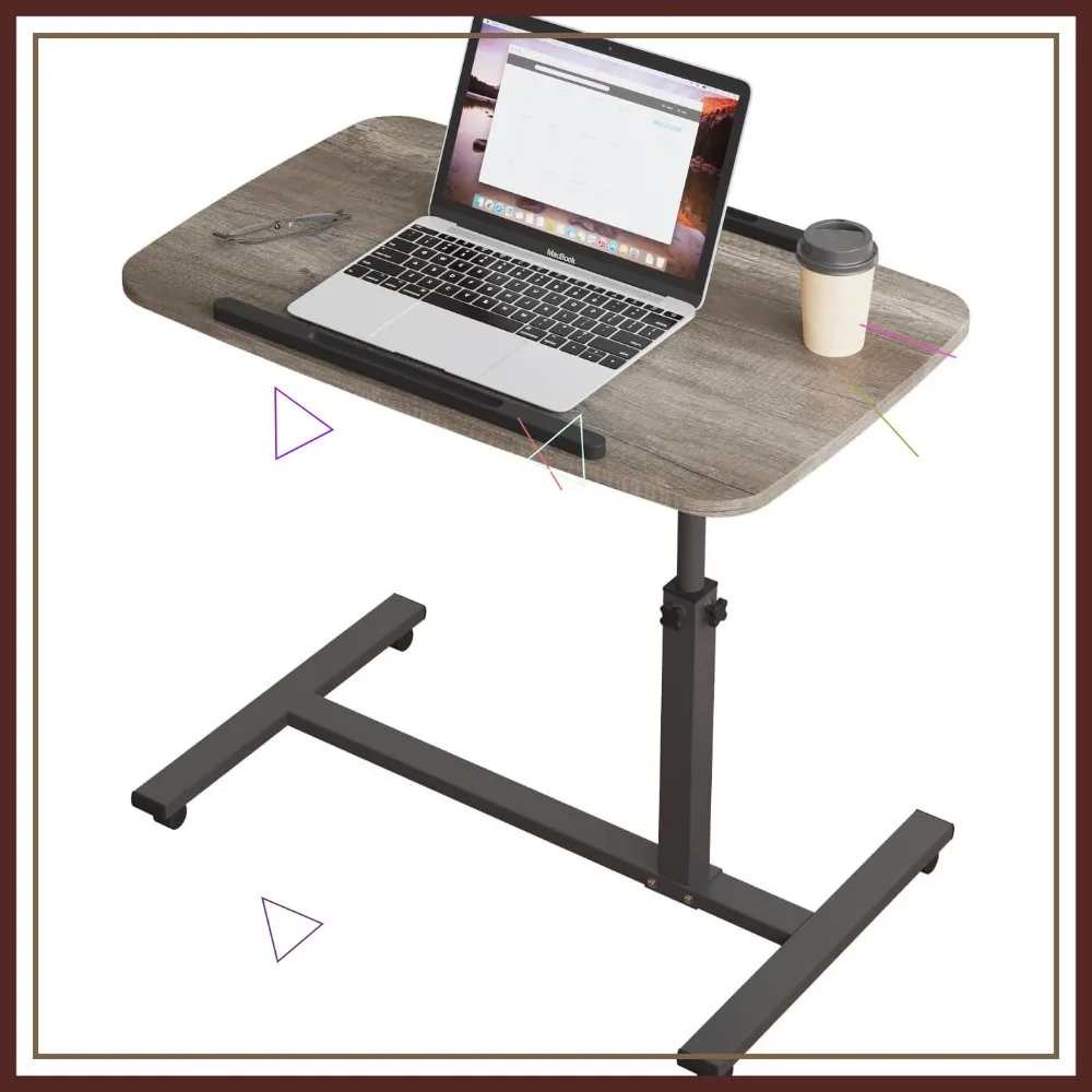 

Adjustable Overbed Table with Wheels, Portable Laptop Stand for Bed or Couch, Movable Desk for Home and Hospital Use