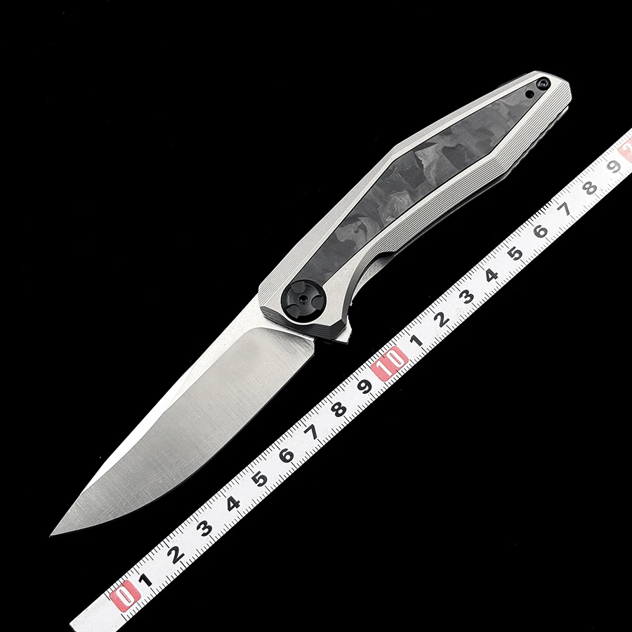 

OK 0470CF Flipper Knife 3.4" 20CV Two-Tone Blade, Titanium Handles with Carbon Fiber Insert ZT0470 KNIFE