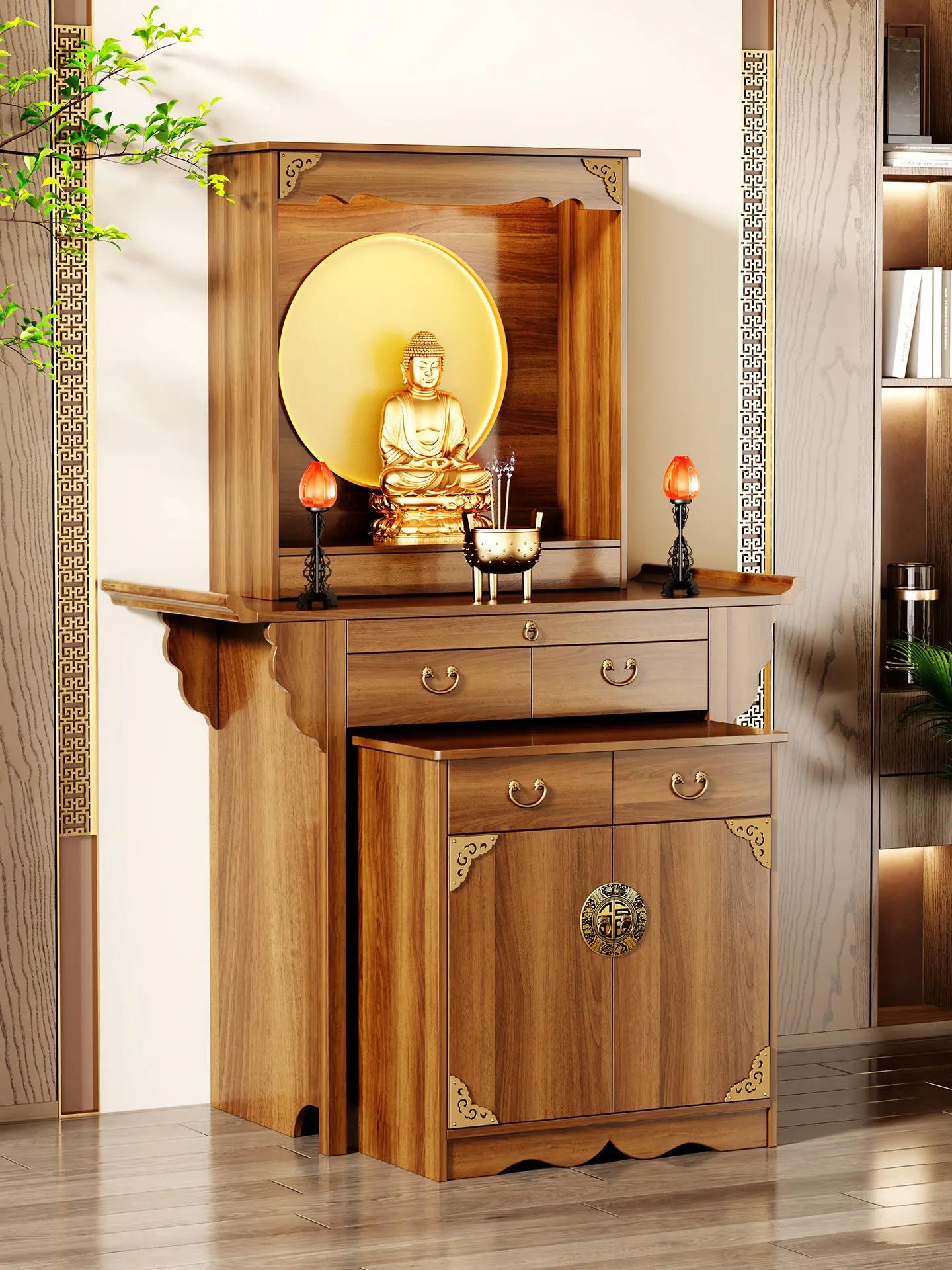 

PYJ Buddhist niche incense table household shrine table cabinet New Chinese style table Gongtai