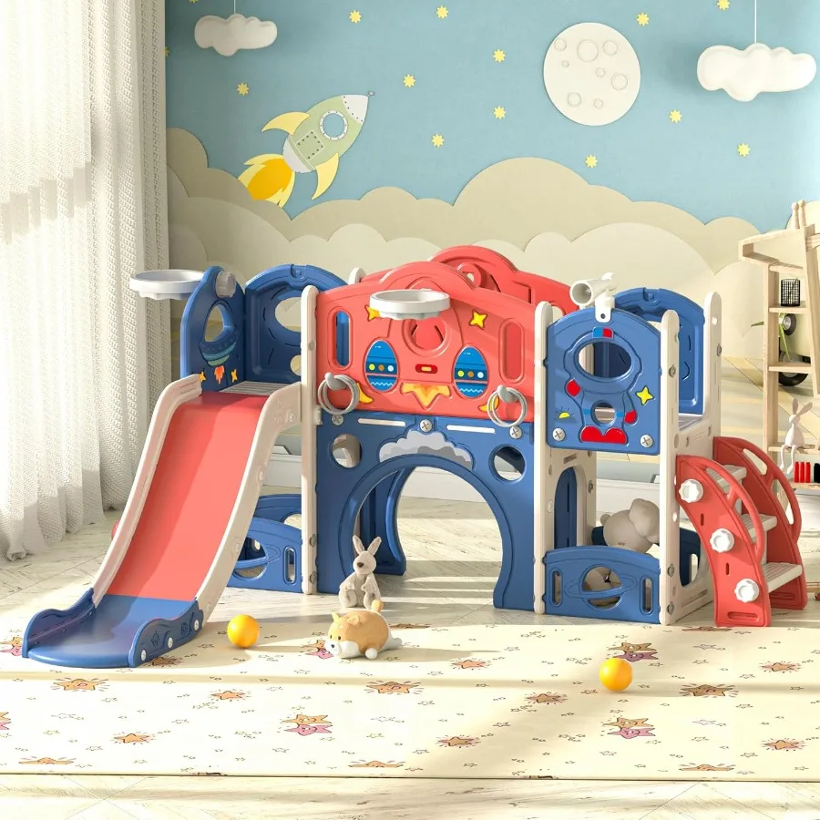 9in1 Castle Amusement Playground Playhouse Indoor Outdoor Playset for Toddlers Age 13 Backyard Climber Play Set Slide for Baby