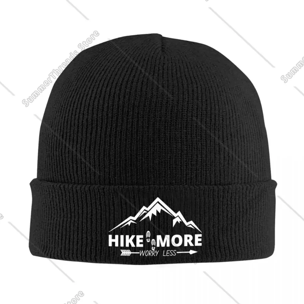 Hike More Worry Less Knitted Hat for Women Men Skullies Beanies Autumn Winter Hats Hiker Mountain Travel Hip Hop Caps