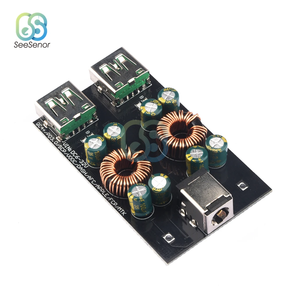 USB qc4.0 qc3.0 usb DC-DC-コンバーター,ステップダウンモジュール,6-32v 9v 12v 24v,急速充電回路基板