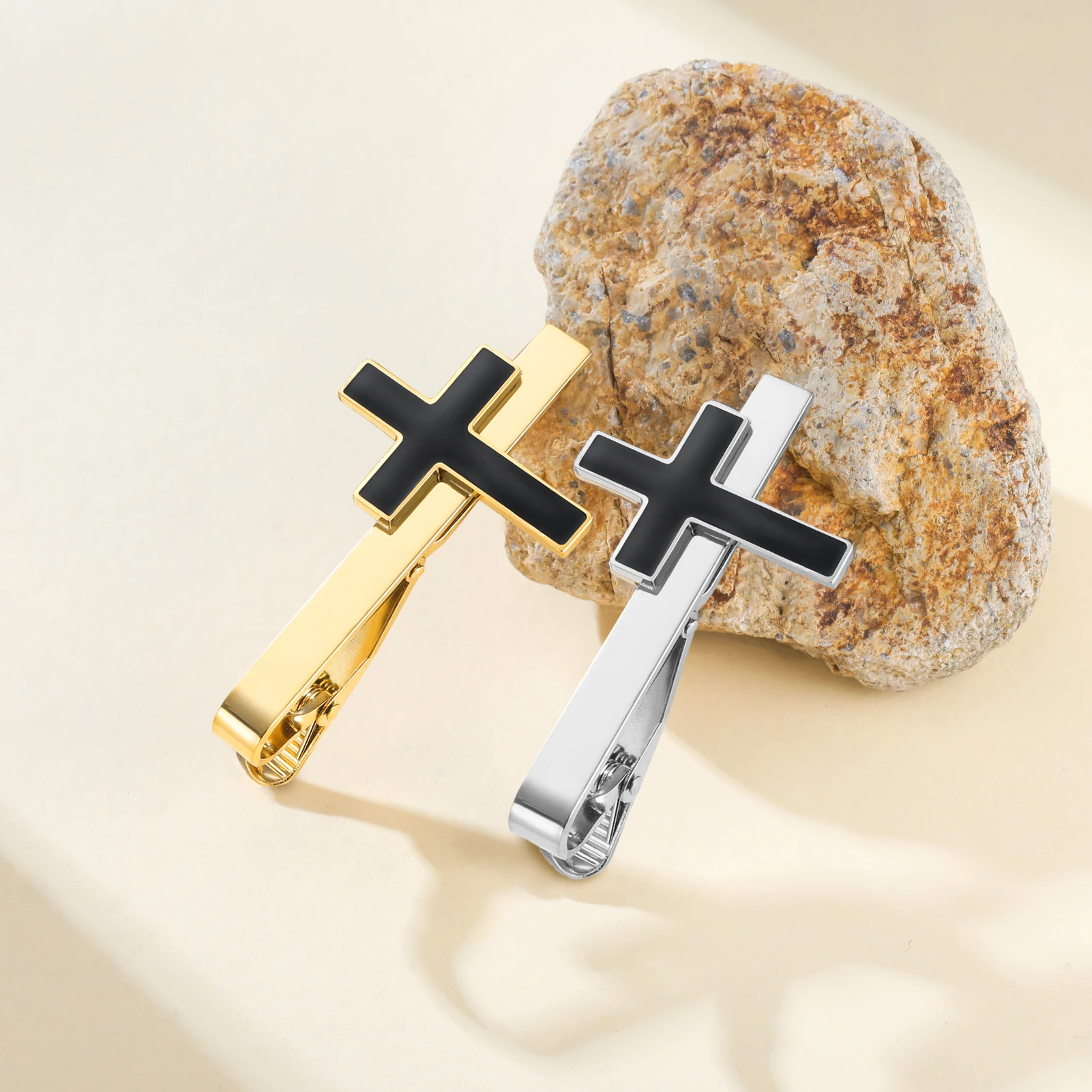 Black Cross Tie Clip For Men Stainless Steel Classical Suit Jewelry Trendy Necktie Accessories Birthday Gift 2026 New