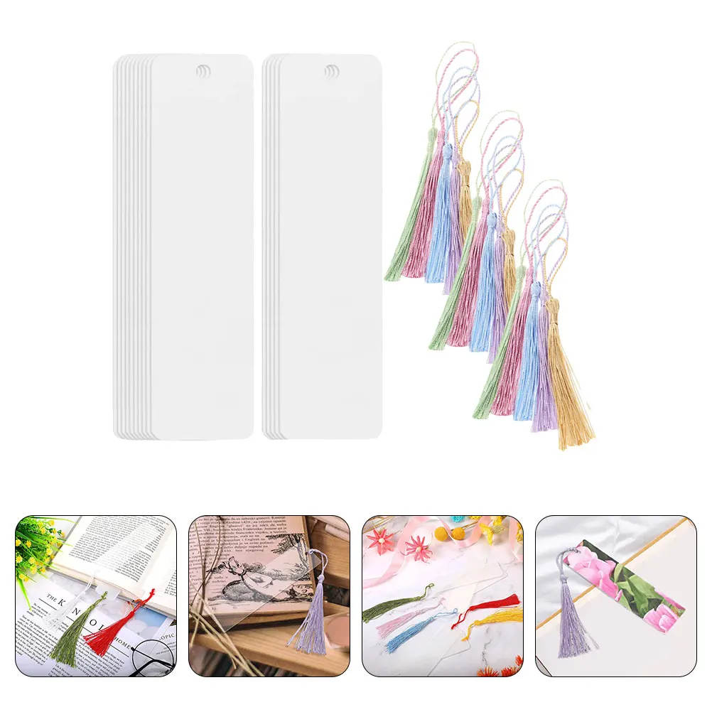 

1 Set Acrylic Bookmarks Blank Colorful Tassels Diy Student Bookmark Craft Teacher Page Marker Lightweight Book Lover