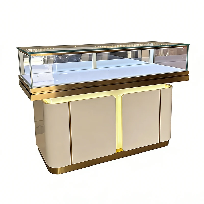 Modern Luxury MDF Jewelry Display Cabinet LED Lighting Eco-Friendly Durable Waterproof Customizable Retail Store Shopping Mall