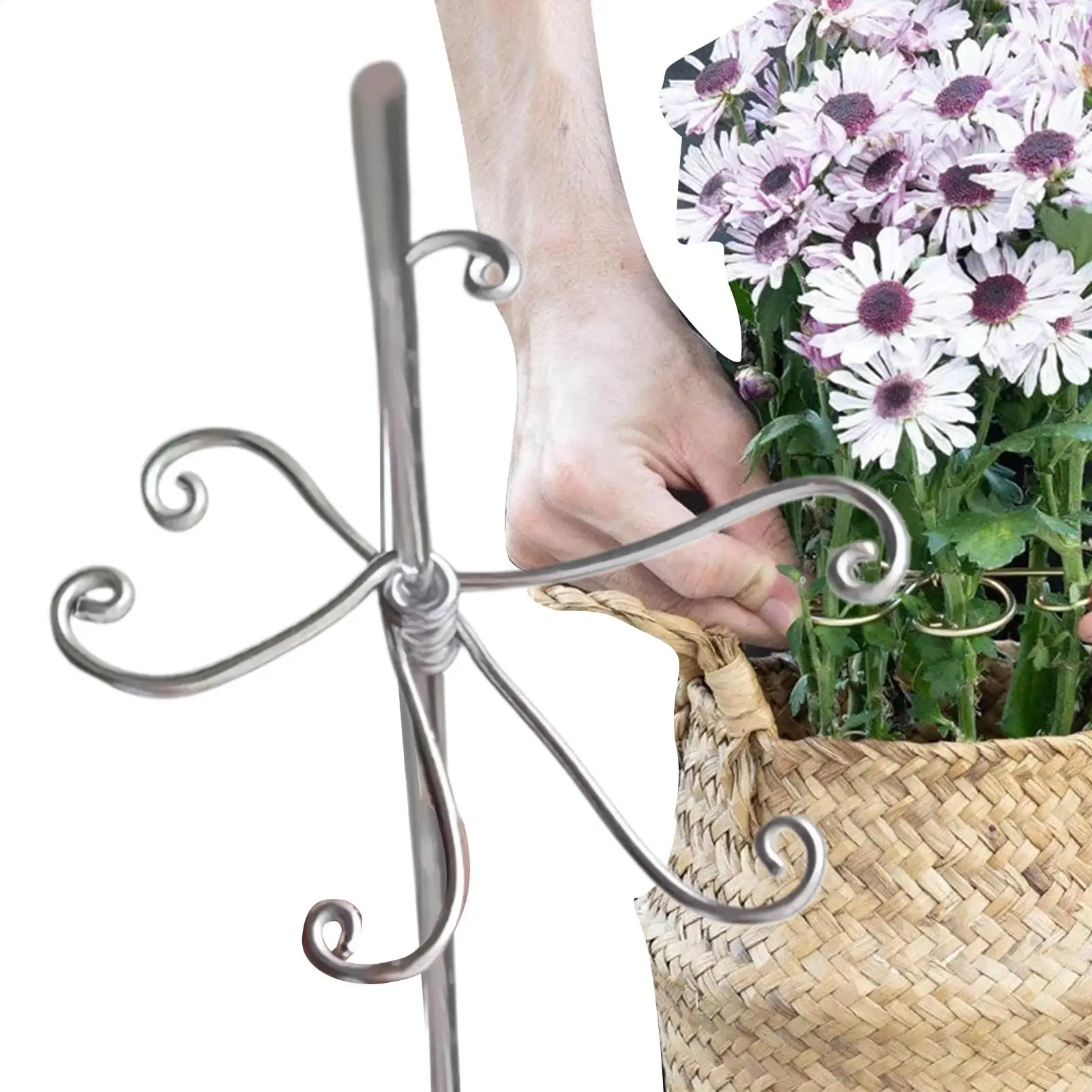 Plant Shaped Support Plant Stem Support Frame With Pile Pole Metal Reusable Plant Stakes For Pepper Tomato Vegetable Vine