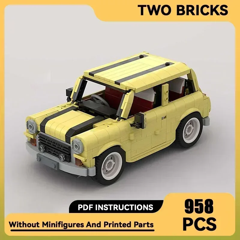 シティカーモデル Moc ビルディングブロック ヴィンテージ クラシック ミニクーパー 車 テクノロジー モジュラーブロック ギフト クリスマス おもちゃ DIY セット 組み立て