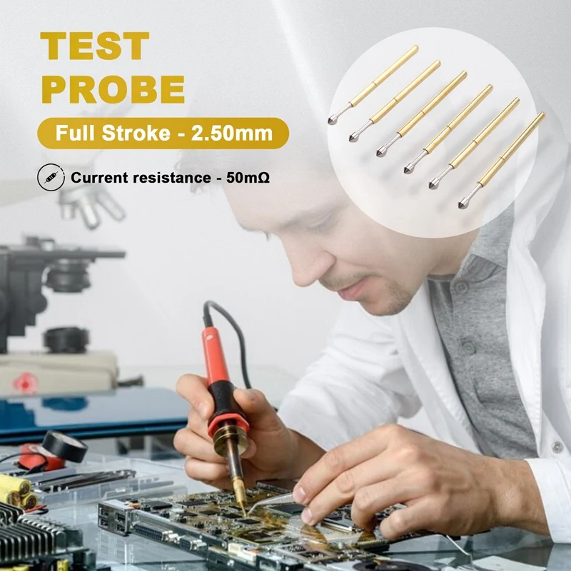 100Pcs P75-E2 Spring Test Probe Pogo Pin 1.3Mm Conical Head 1.0Mm Thimble-A62I