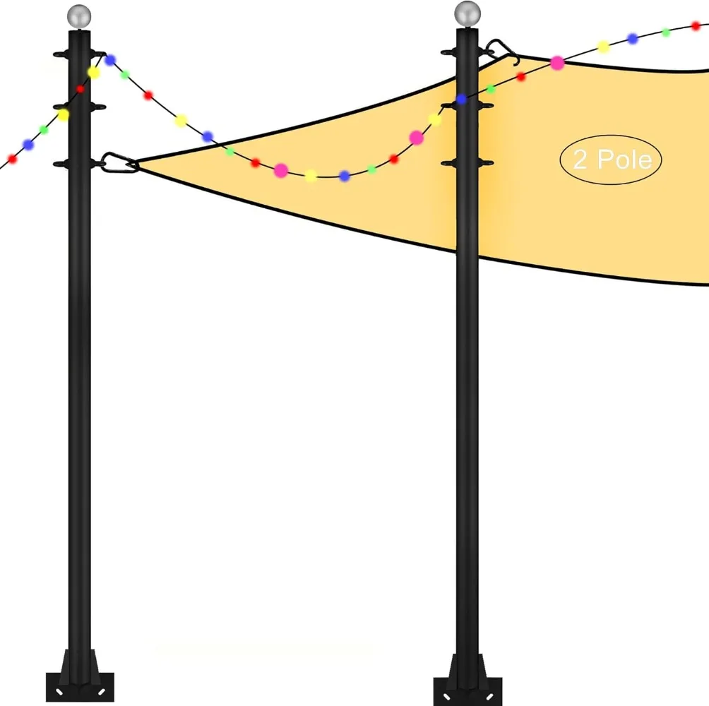 

Shade Sail Poles 10FT Outdoor Sun Shade Sail Pole Kit Heavy Duty Steel Post Support Awning Canopy （10FT,2pack)
