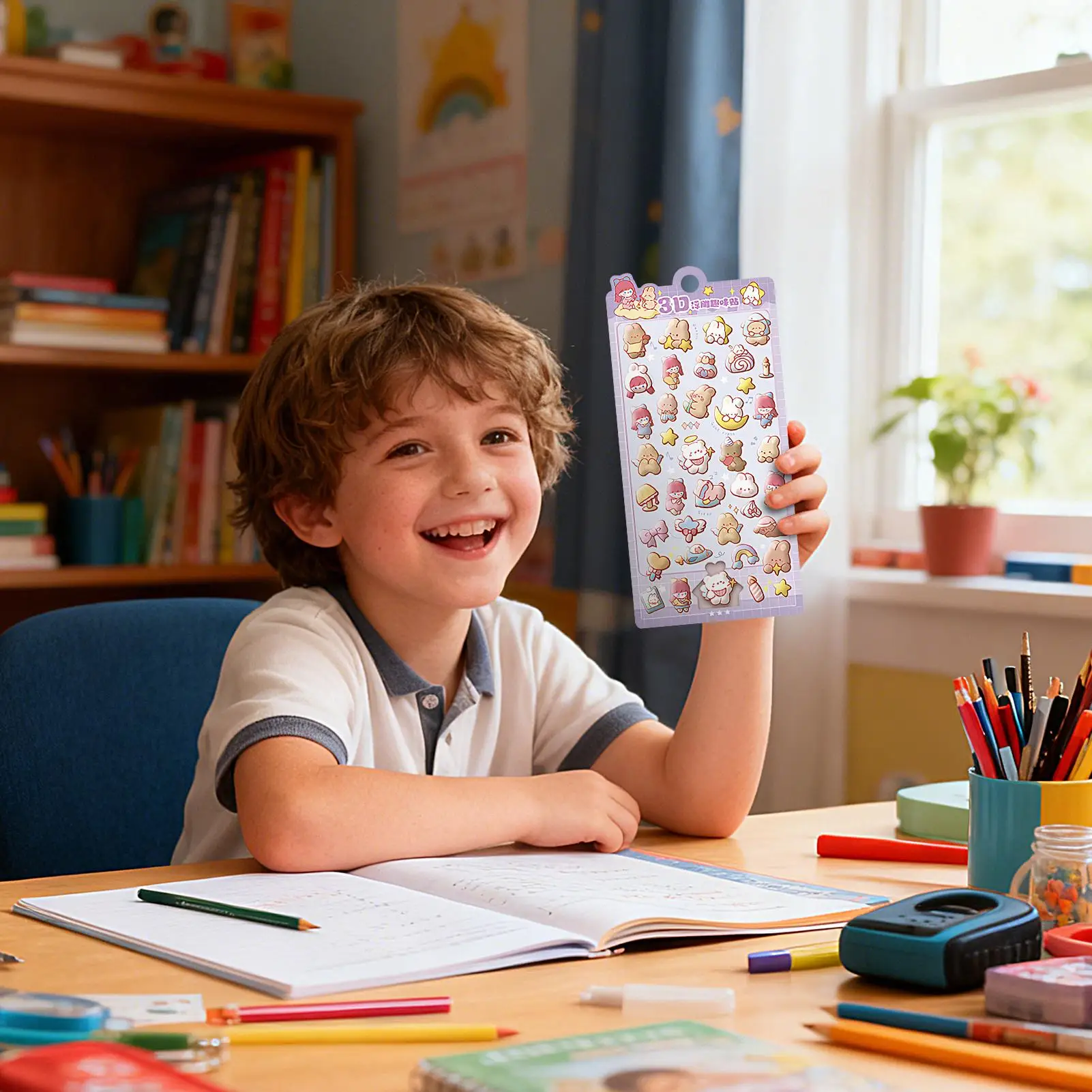 귀여운 스티커 스크랩북 저널 라벨 귀여운 3D 보상 스티커 장식용 스마트폰 생일 교실 비즈니스 교사용