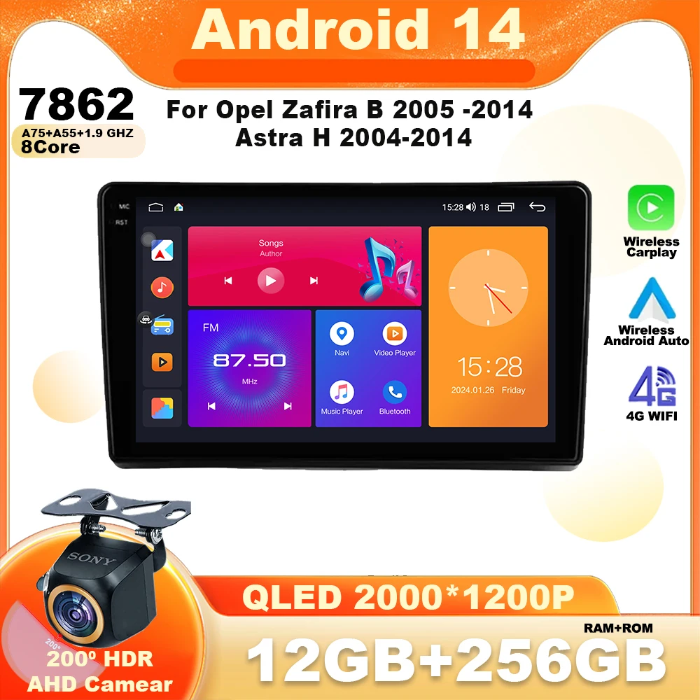 

Android 14 Car Radio For Opel Zafira B 2005 -2014 Astra H 2004-2014 Multimedia Video Player Navigation GPS Auto Carplay Stereo