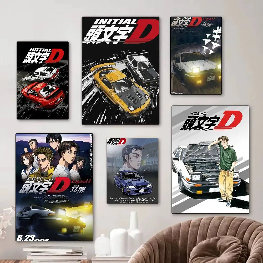 Initial D Anime Selbstklebende Kunstposter, Whitepaper-Drucke, Poster, Kunstwerke, Heimdekoration