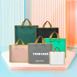 PE Plastic Shopping Bag with Handle, Customized, Recyclable, Retail, Grocery, Bag with Your Own Logo 50pcs
