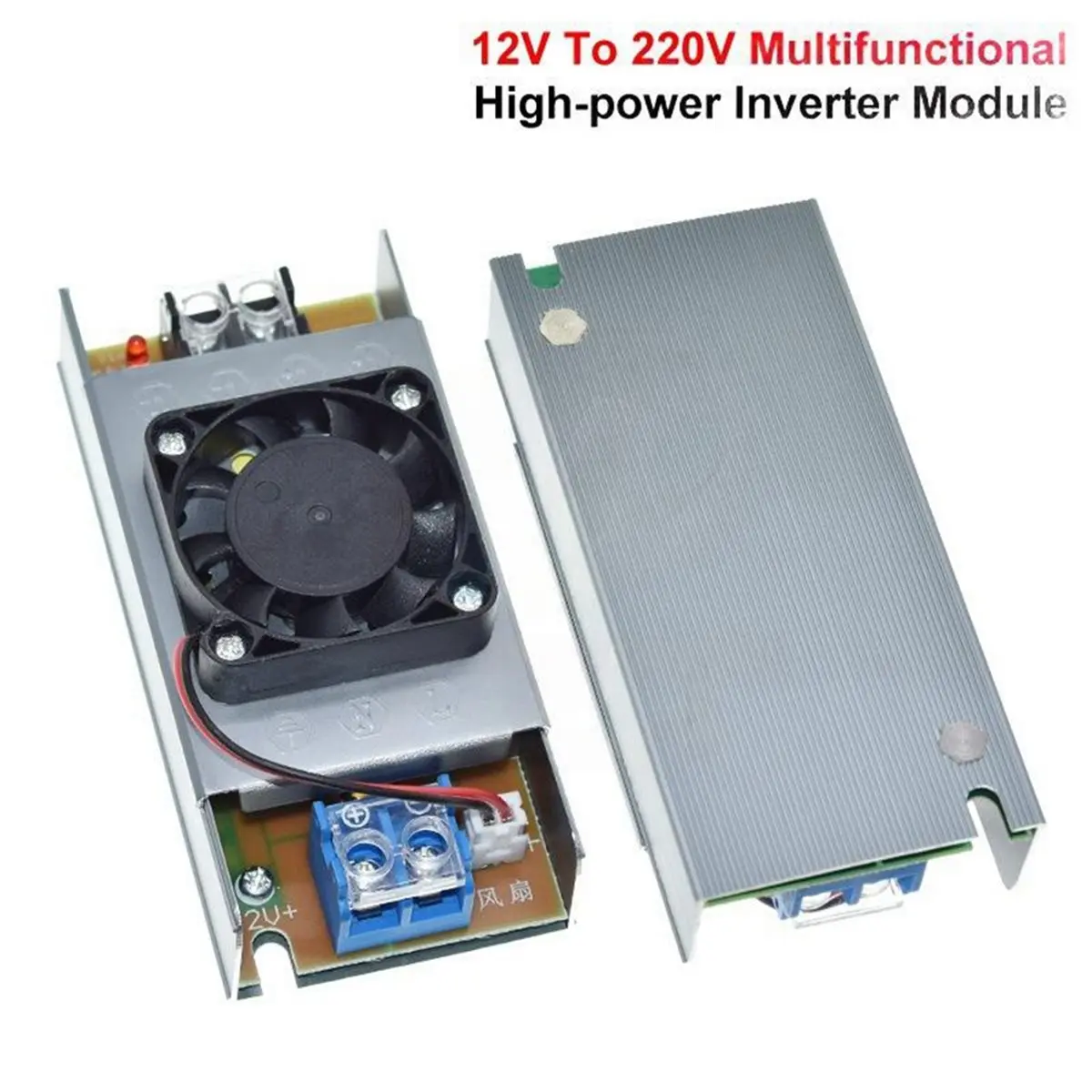 New Electronics 12V to 220V Inverter Module with Cooling Fan Mental Shell DC AC Boost Transformer for Household Appliances Batte