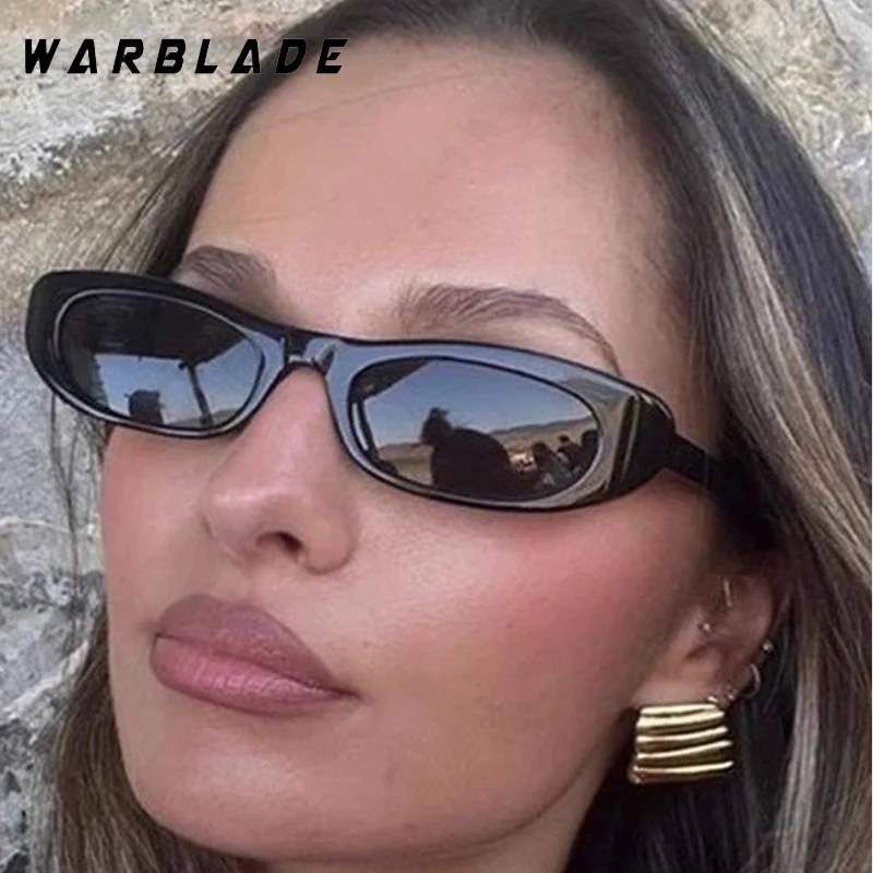 

Trendy Oval Black Punk Sunglasses Women Brand Small Rectangle Shades Eyewear Men Summer Traveling Driving Shades UV400 Lunette
