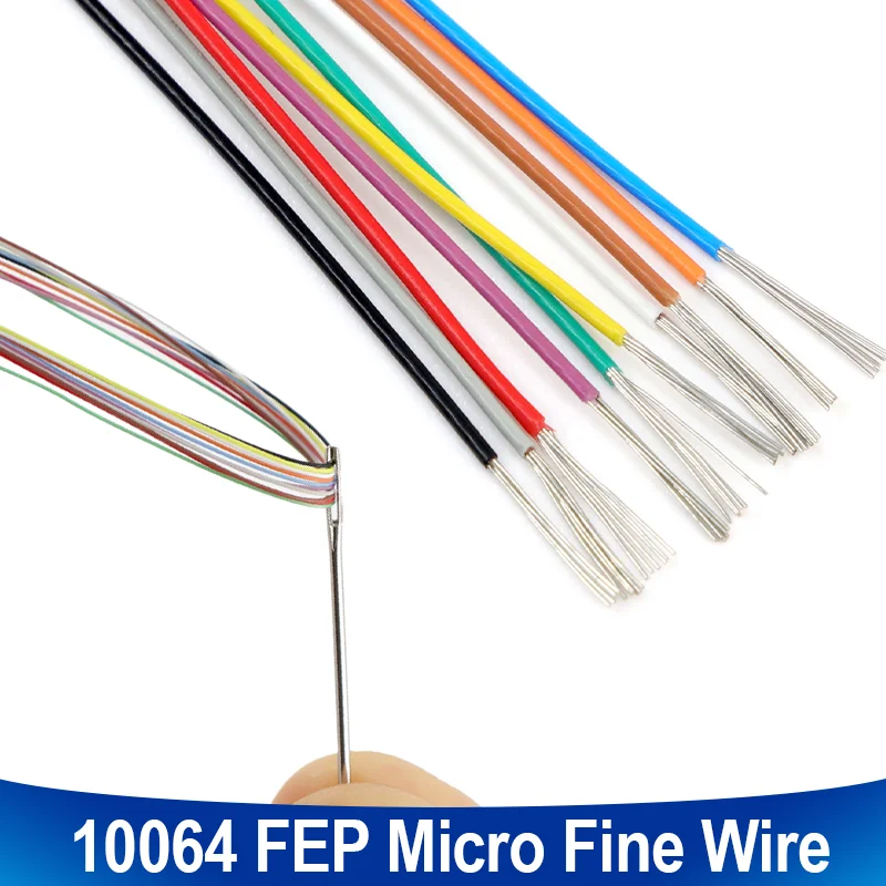 Fio Micro Fino FEP 10064 de 10~500m, 40~26AWG, Isolado em FEP, Boa Condutividade, Cabo de Cobre Estanhado Ultra Fino para Soldagem DIY