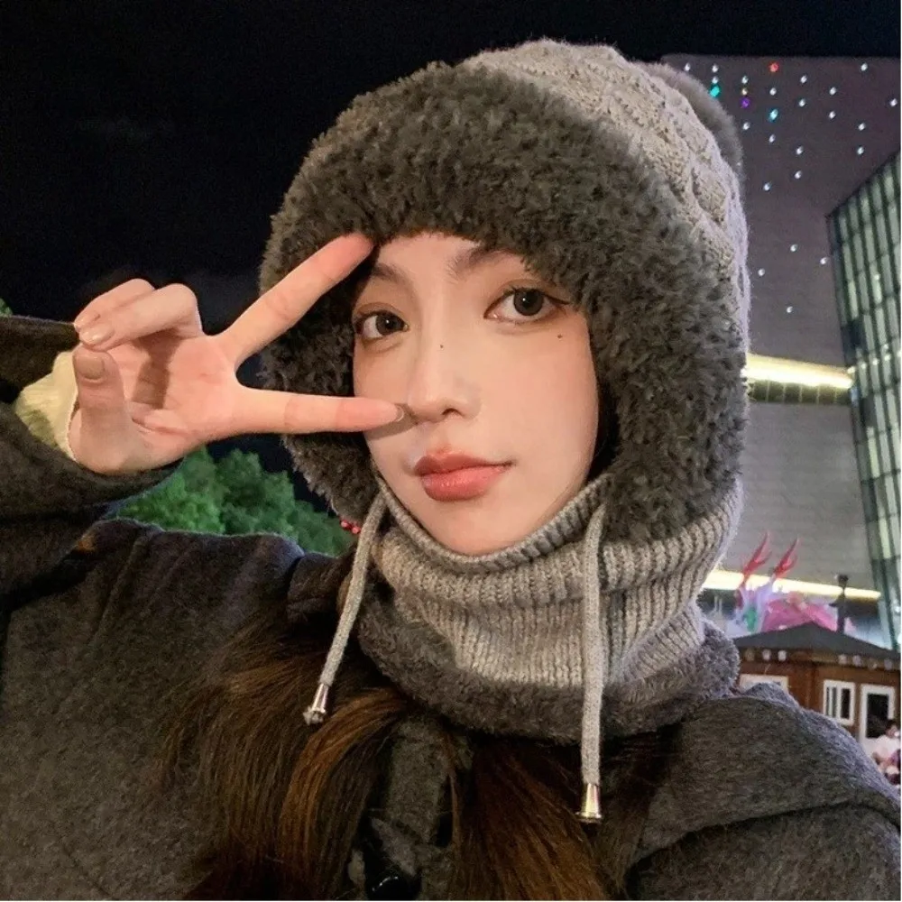 أزياء قطعة واحدة الشتاء محبوك قبعة سميكة الدفء يندبروف قبعة الصوف اصطف سدادات حماية الأذن قبعة النساء #2