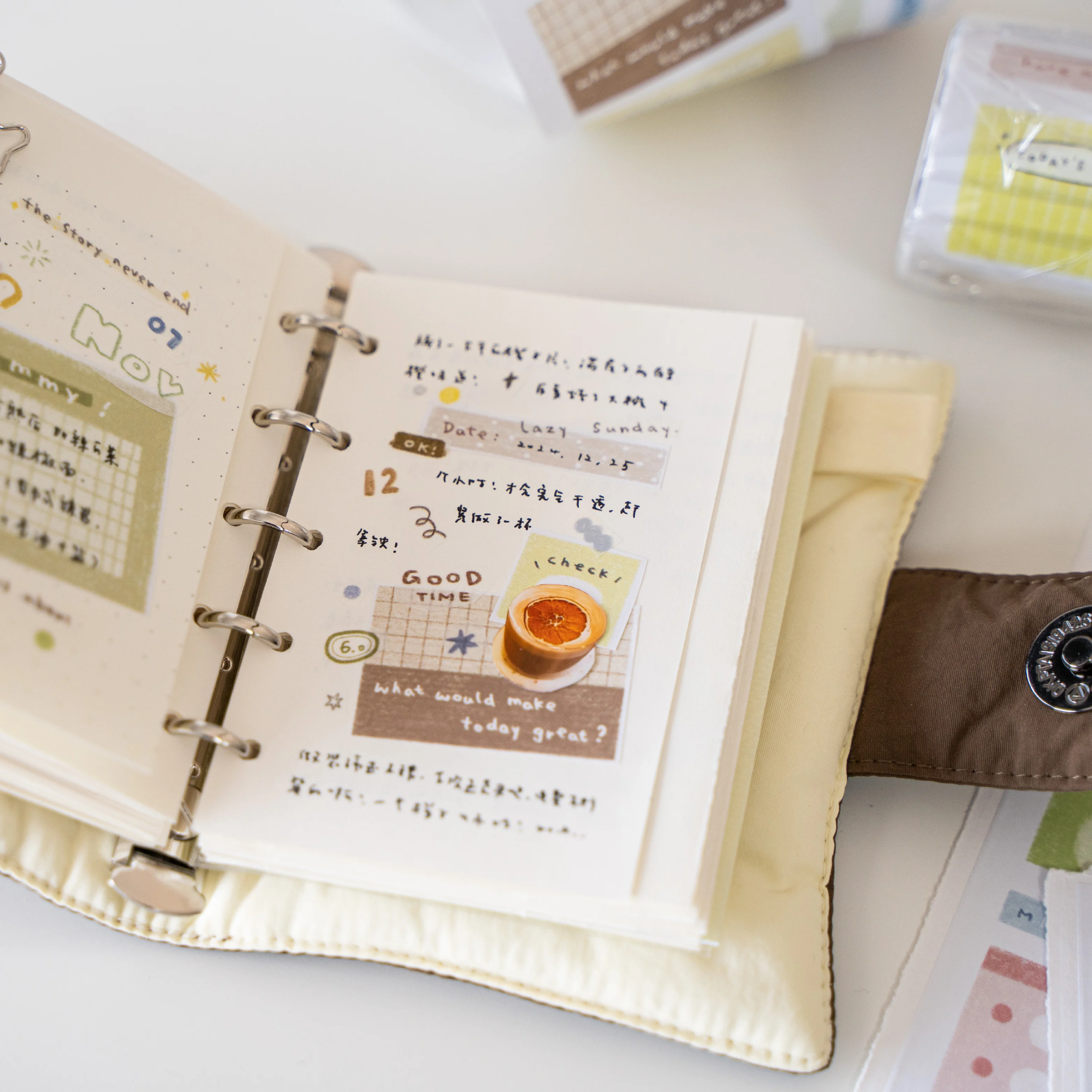 Orange Studio New Writing Sticky Notes Graffiti Border Tape Original Sticker Handbook Material