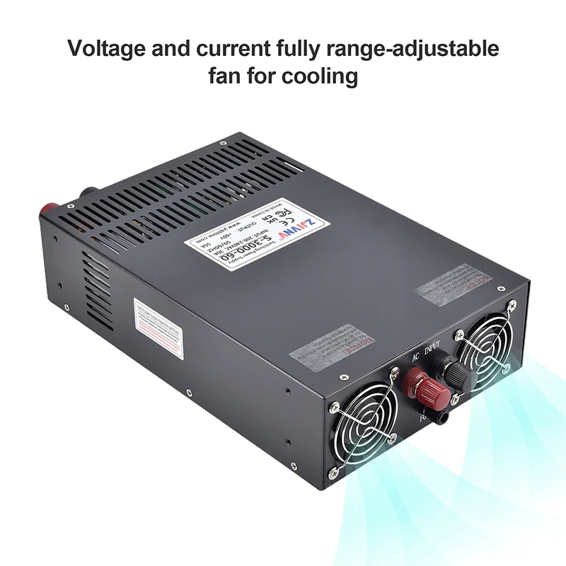 

Регулируемый импульсный источник питания 3000 Вт AC-DC CCCV 0-12В 24В 36В 48В 60В 72В 80В 90В 110В 150В 220В S-3000