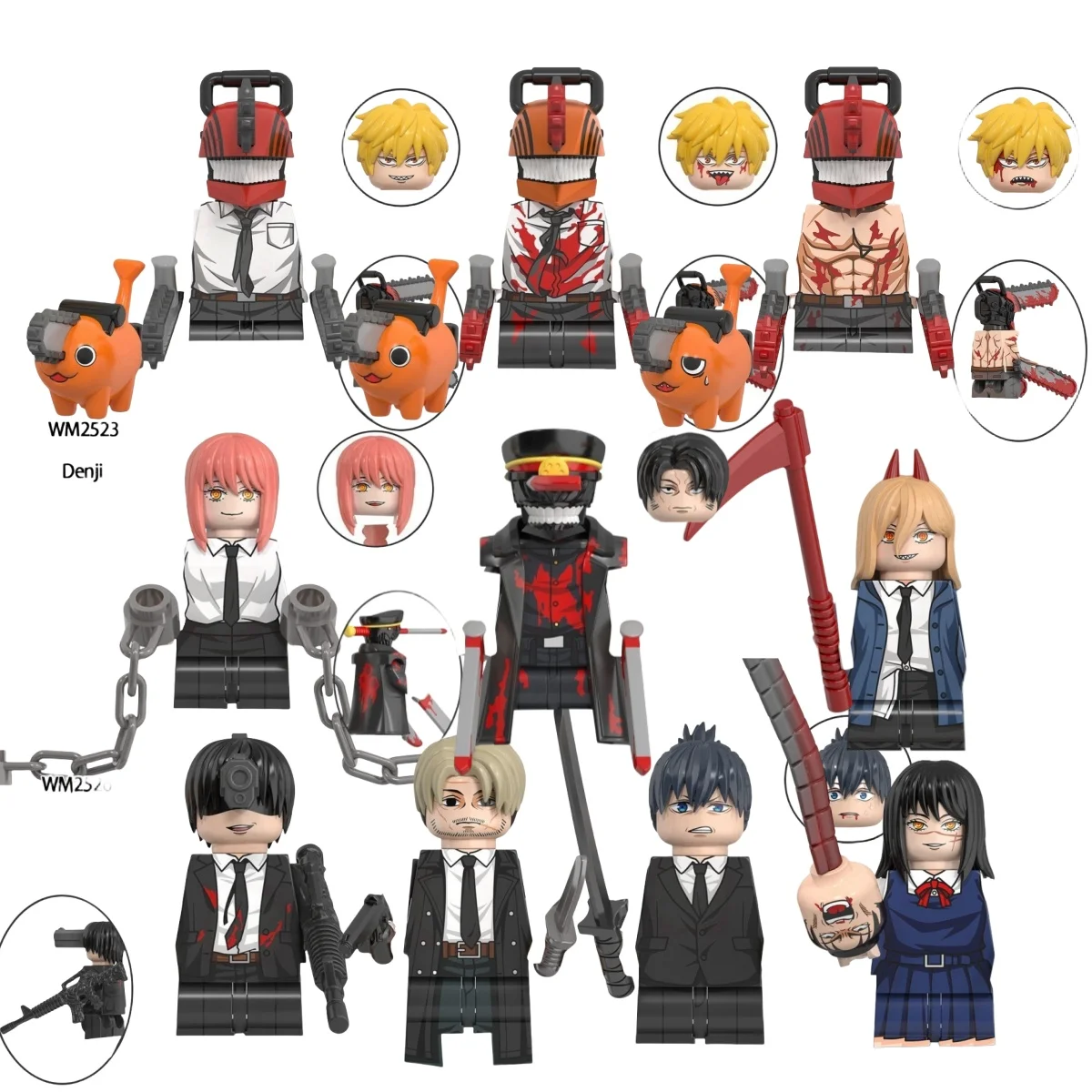 Chainsaws Man Pochita Makima Power Kishibe Mitaka Asa Anime Building Blocks Mini Action Figures Bricks DIY Toys gifts for Child