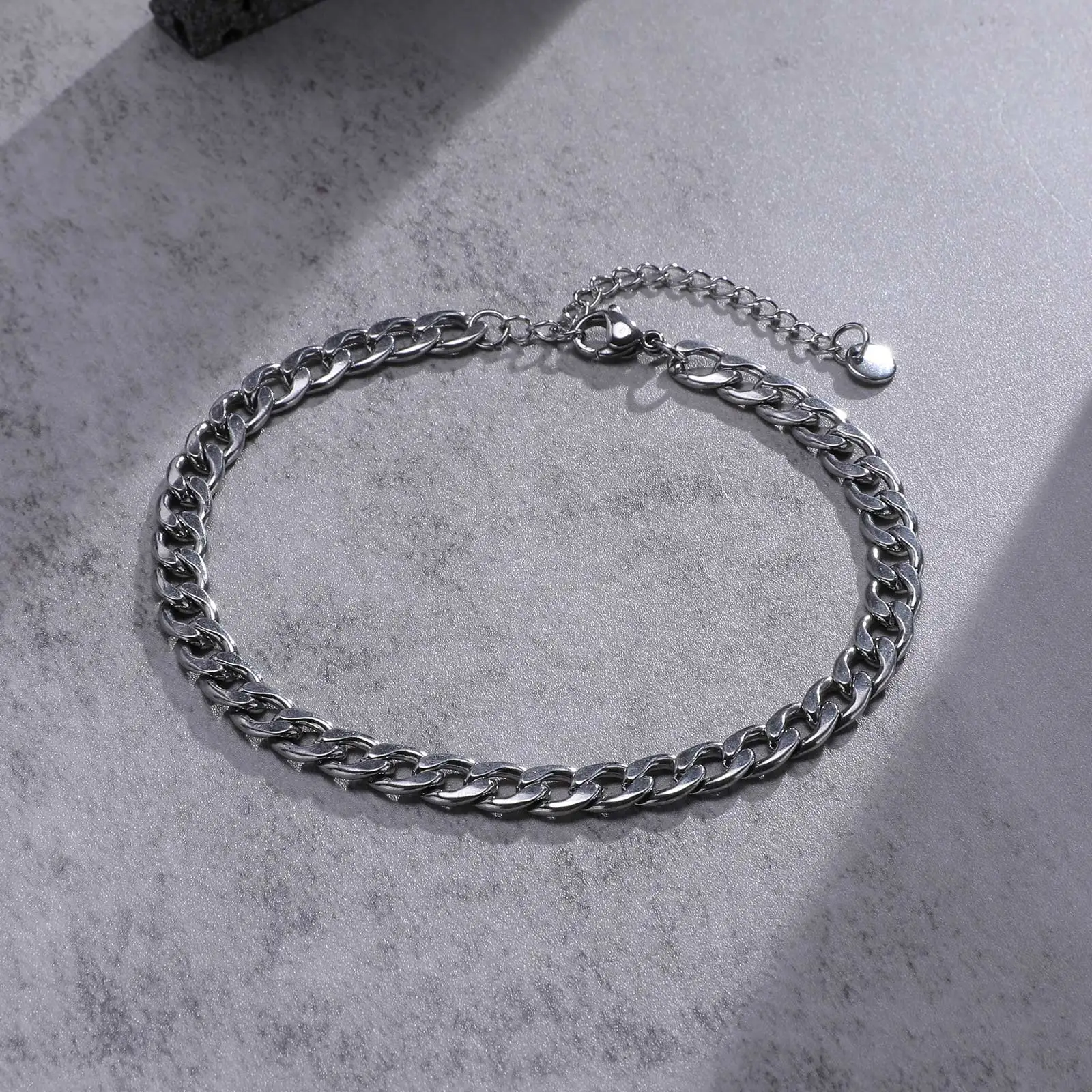 Waterproof Stainless Steel Cuban Wheat Chain Anklet Bracelets for Men, Summer Holiday Beach Foot Gifts Jewelry,Length Adjustable