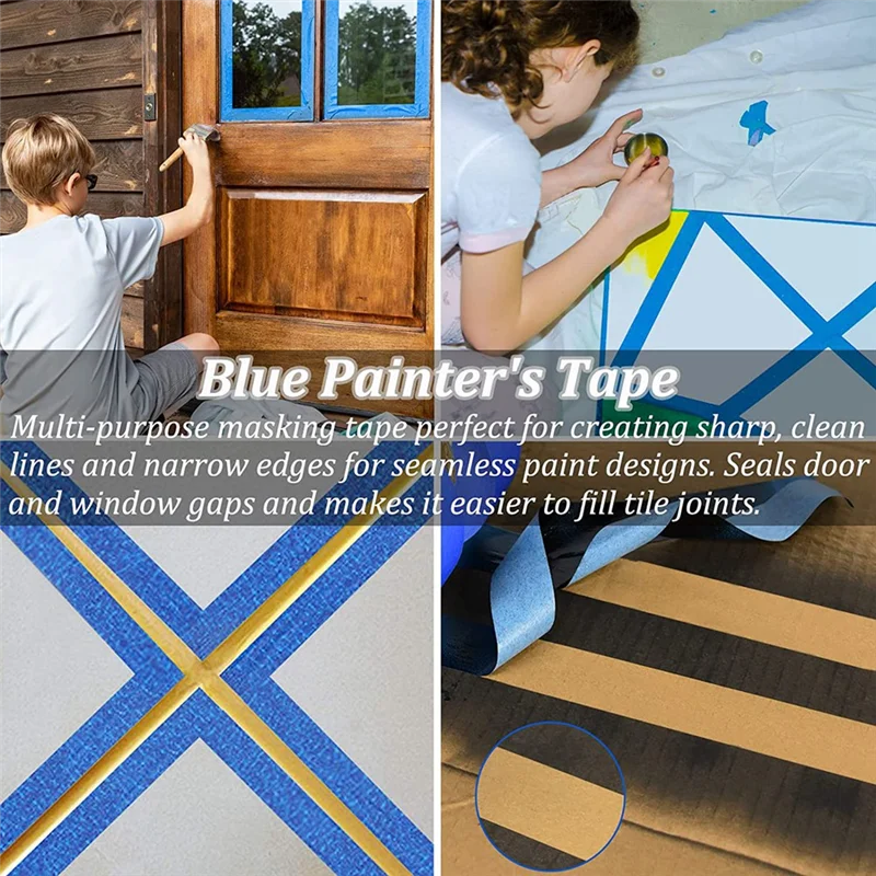 AA63 HOT 1Set Blue Painters Tape Safe Wall Painting، Edge Finishing-1 بوصة × 22 ياردة أزرق