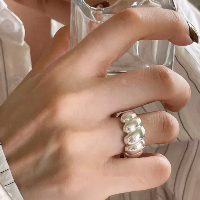 

Новое женское регулируемое открытое кольцо из стерлингового серебра 925 пробы, подходит для винтажных ювелирных изделий ручной работы, подарков для пар