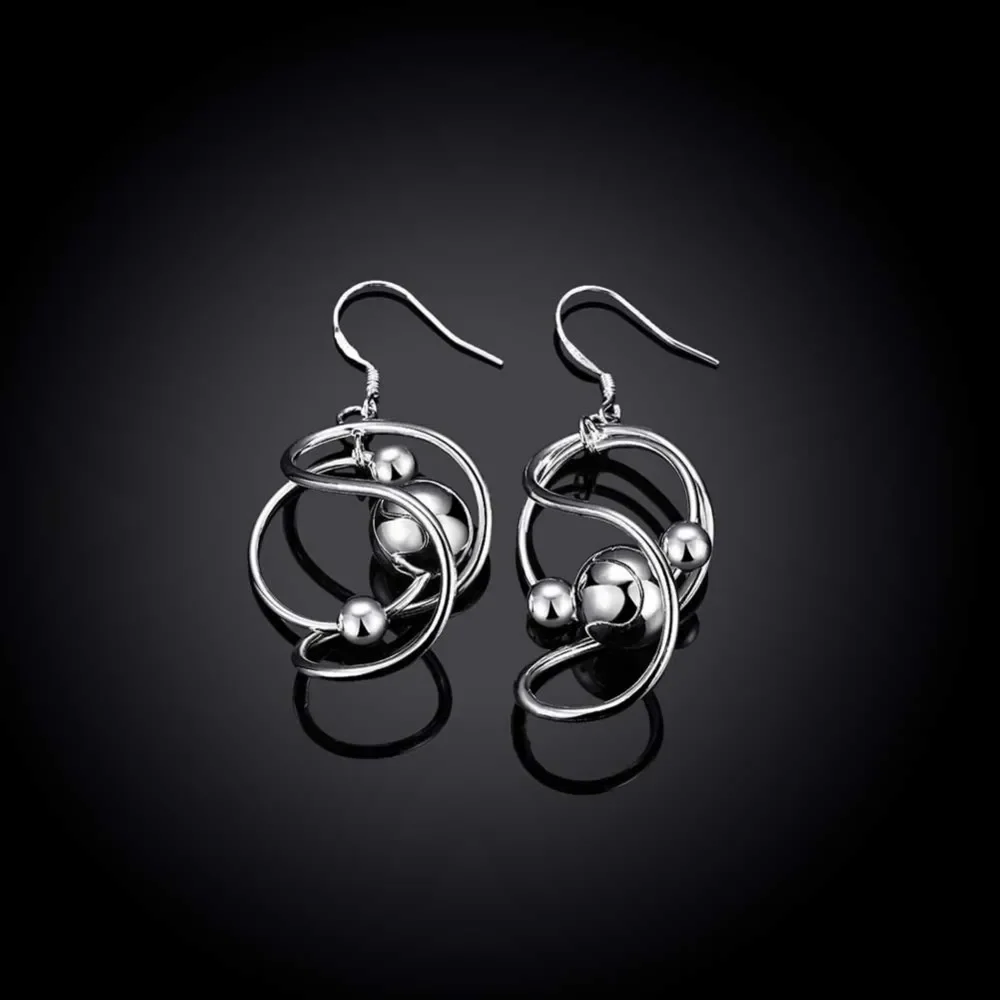 Hot New 925 Sterling Silver Earrings Korean Vintage Twisted Ball Long Dangle  for Women Fashion Gifts Wedding Jewelry